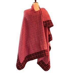 VTG Harve Benard by Benard Holtzman Woven Wrap Outerwear Pinks Wool Blend O/S